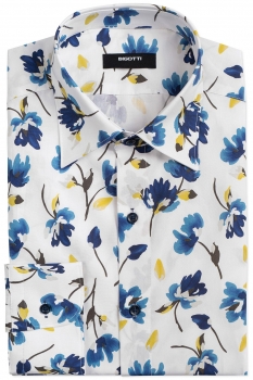 Shaped white floral shirt