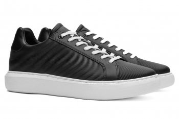 Sneakers negri piele naturala