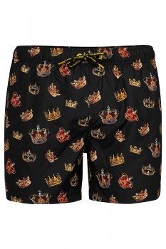 Short negru print geometric