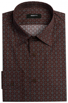 Superslim burgundy geometric shirt