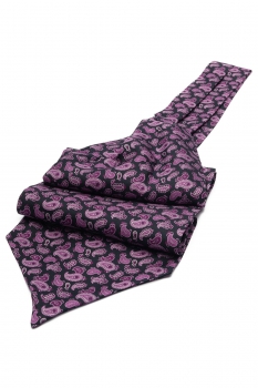 Ascot tie tip printed silk navy floral