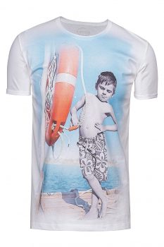 Tricou slim alb print