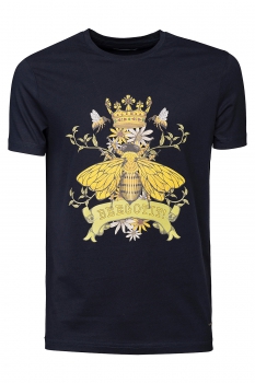 Tricou slim bleumarin print