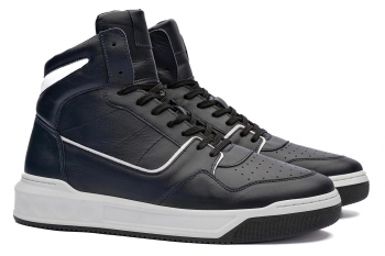 Navy genuine leather shoes