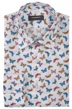 Camasa slim alba print geometric