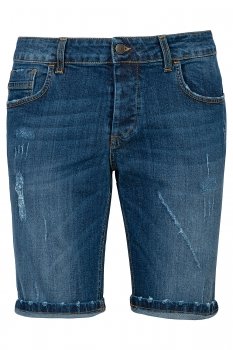 Blugi scurti slim albastri