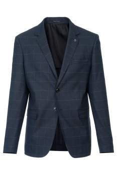 Sacou slim bleumarin in carouri