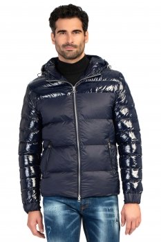 Geaca slim bleumarin uni