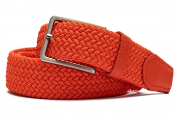 Belt orange textil elastic,piele