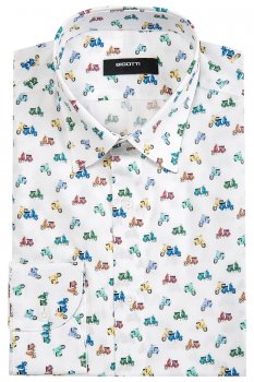 Camasa superslim alba print geometric