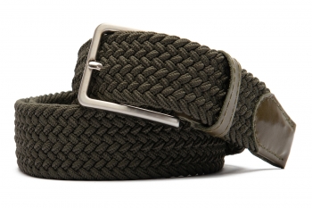 Belt kaki textil elastic,piele