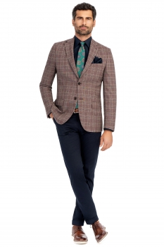 Slim body navy plain trousers