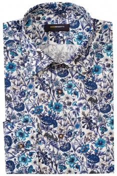 Camasa shaped albastra print floral