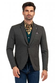 Cardigan slim albastru in v