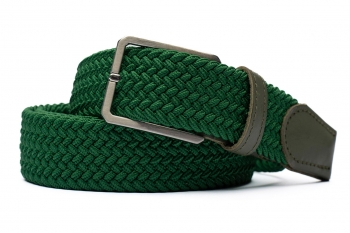 Curea verde textil elastic si piele naturala