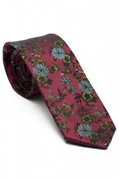 Cravata poliester tesut cyclam print floral
