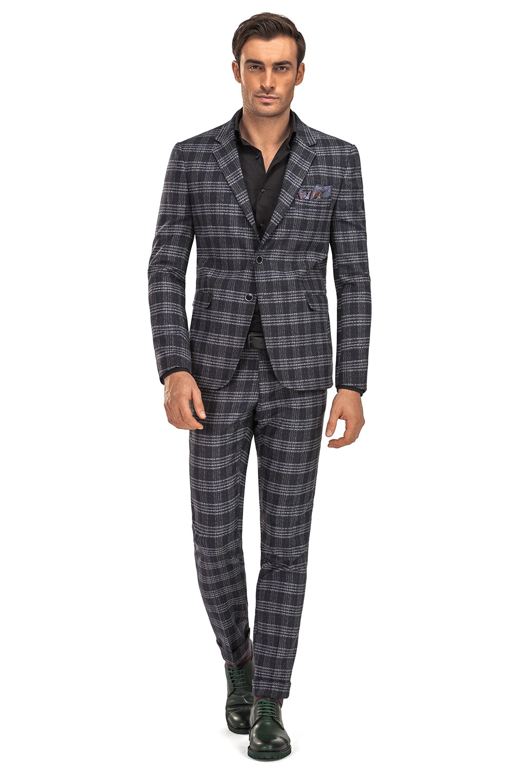 Costum Slim Gri In Carouri Bigotti Ro Vecsbaqcu50919992