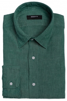 Camasa din in shaped verde uni