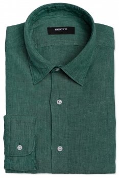 Camasa din in shaped verde uni
