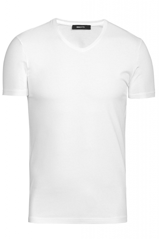 Tricou slim alb guler in v