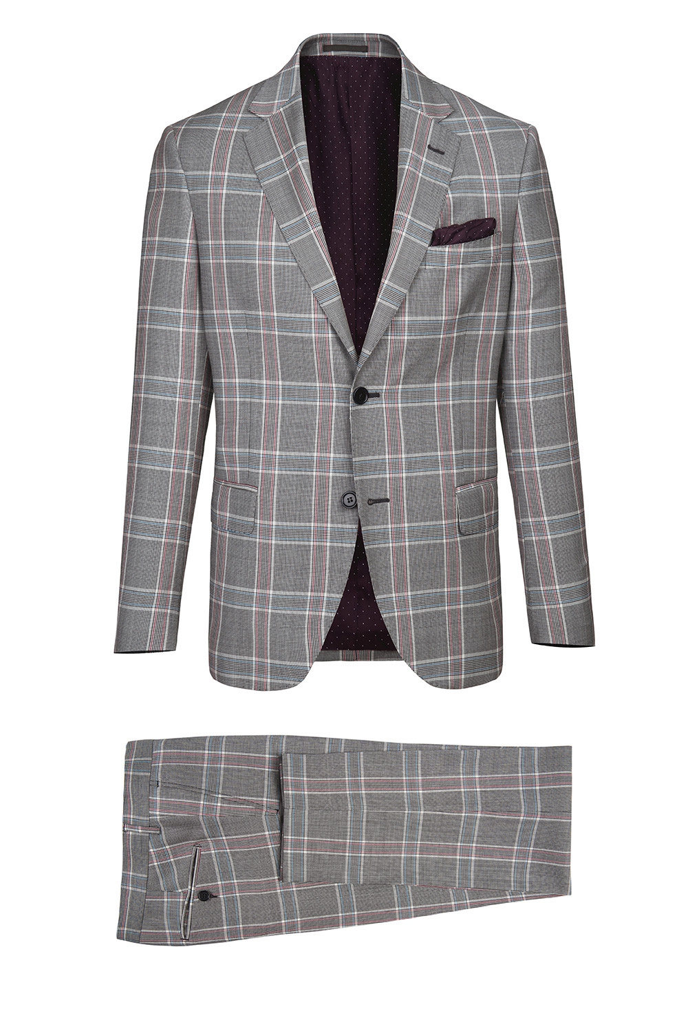Costum Slim Conti Gri In Carouri Bigotti Ro Vacspr1dk77q29992
