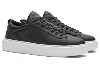 Sneakers negri piele naturala