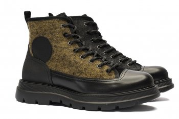 Ghete negre piele naturala si textil talpa extra light