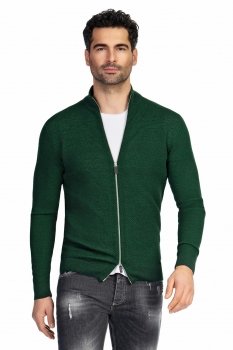 Pulover regular verde cu fermoar
