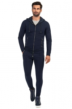 Slim body navy plain trousers