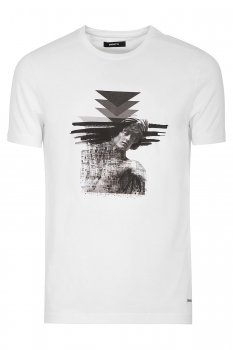 Tricou slim alb print