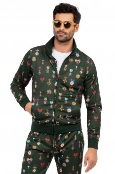Hanorac slim verde print geometric