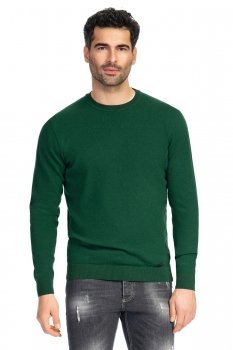 Pulover regular verde guler rotund