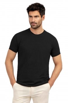 Tricou slim negru guler rotund