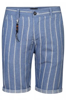 Pantaloni scurti slim din in albastri cu dungi
