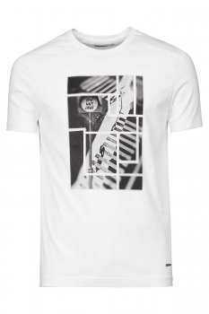 Tricou slim alb print