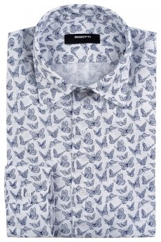 Camasa slim din in alba print geometric