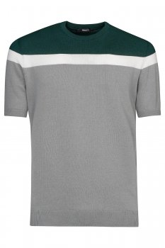 Tricou slim gri cu dungi