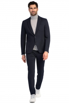 Slim body blue plain trousers