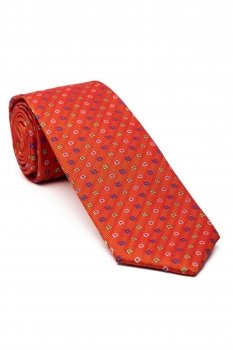 Cravata poliester tesut oranj print floral