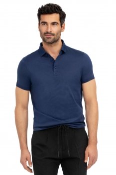 Tricou polo slim albastru uni