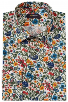 Slim alb floral camasi