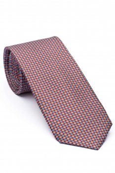 Cravata matase tesuta grena print geometric
