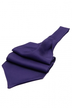 Ascot tie tip printed silk purple plain