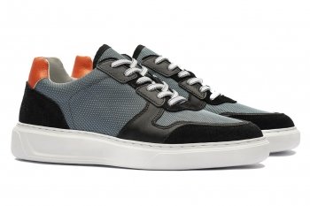 Sneakers negri piele si textil