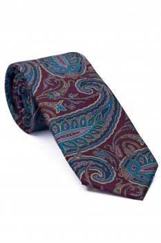 Cravata matase tesuta multicolora print floral