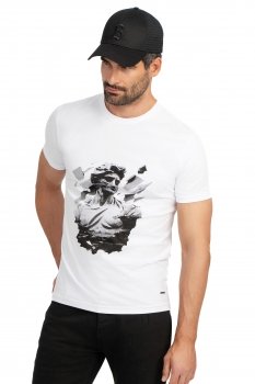 Tricou slim alb print
