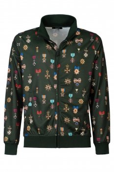 Hanorac slim verde print geometric