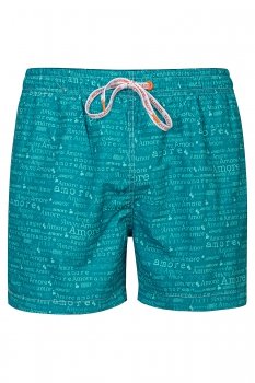 Short albastru print geometric