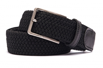 Belt Black Textil elastic,piele