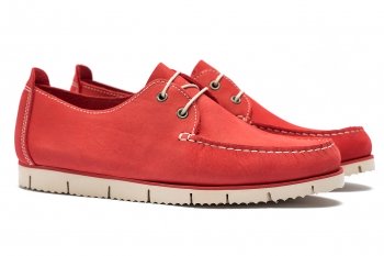 Boat shoes rosii piele nabuc